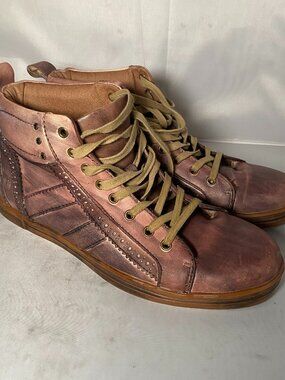 Bed Stu Brentwood Leather Sneakers Men Size 9.5 Lace Up High Top Brown Comfort